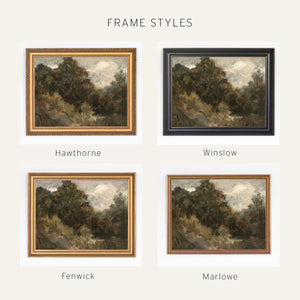 Impressionist Landscape Wall Art | Large Vintage Framed Landscape Painting | N92