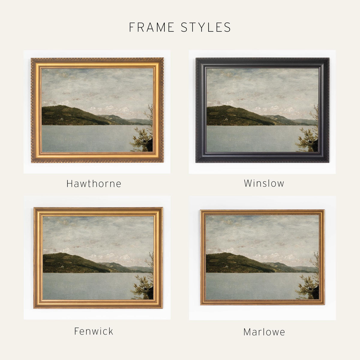 Lake Mountain Wall Art Print | Vintage Oil Painting | N56