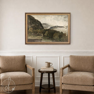 Mountain Landscape Painting | Large Framed Wall Art | Vintage Mountain Decor | N91