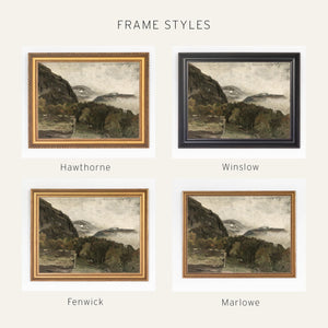 Mountain Landscape Painting | Large Framed Wall Art | Vintage Mountain Decor | N91