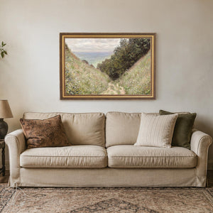 Claude Monet Painting Framed Canvas | Road at La Cavée Pourville Wall Art | N78