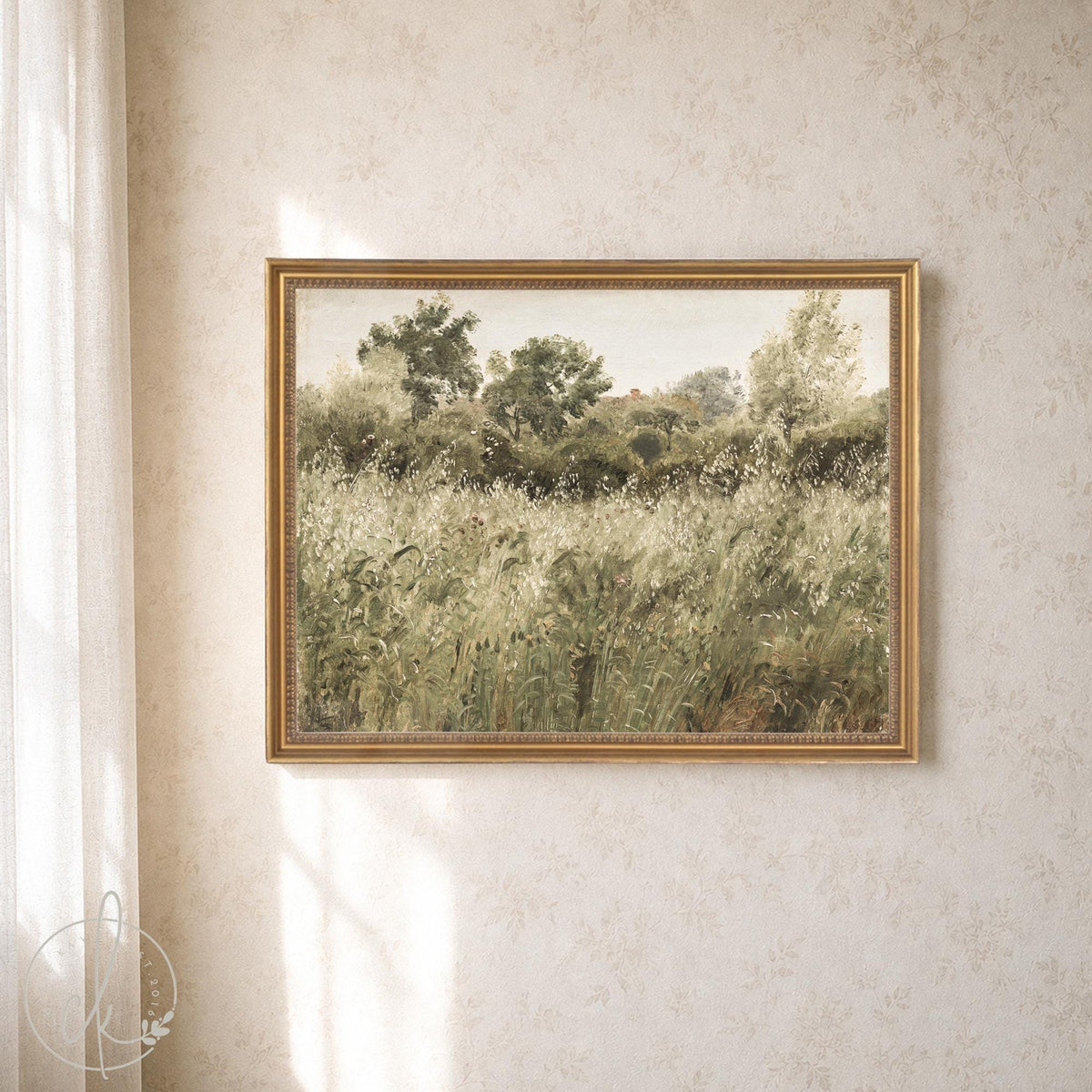 Large Framed Wall Art | Green Grass Field In The Summer | N54