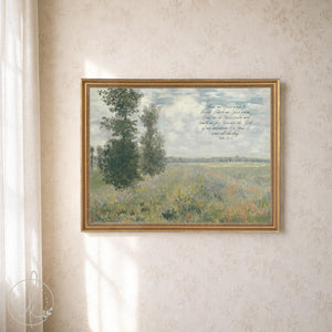 Monet Framed Print | Poppy Field Painting with Psalm 25:4-5 | Christian Wall Art | N99