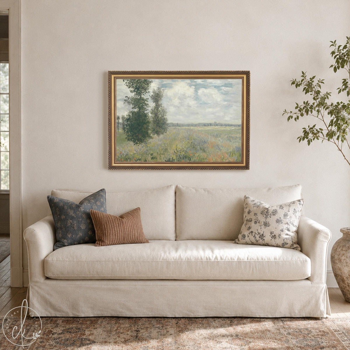 Monet Framed Print | Poppy Field Painting with Psalm 25:4-5 | Christian Wall Art | N99