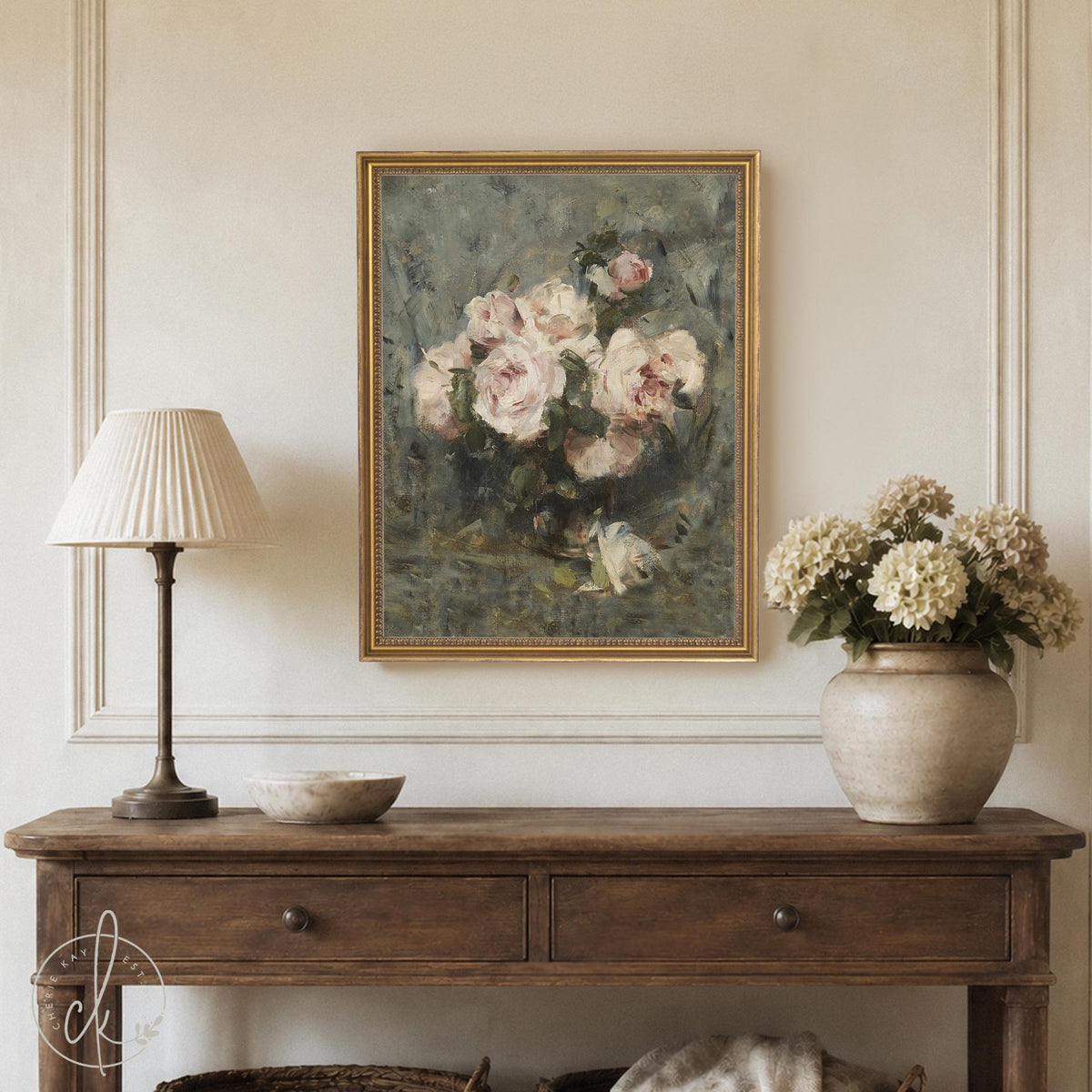 Impressionist Floral Painting | Framed Rose Bouquet Canvas Wall Art | N84