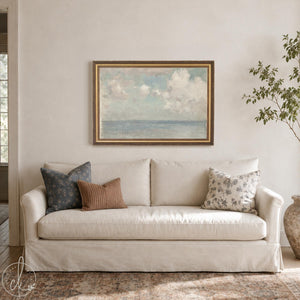 Vintage Seascape Framed Coastal Wall Art | Ocean Horizon Print | N13