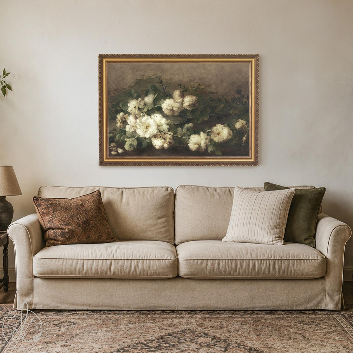 Vintage Floral Art Print with Frame | Large Framed Flower Painting | N2