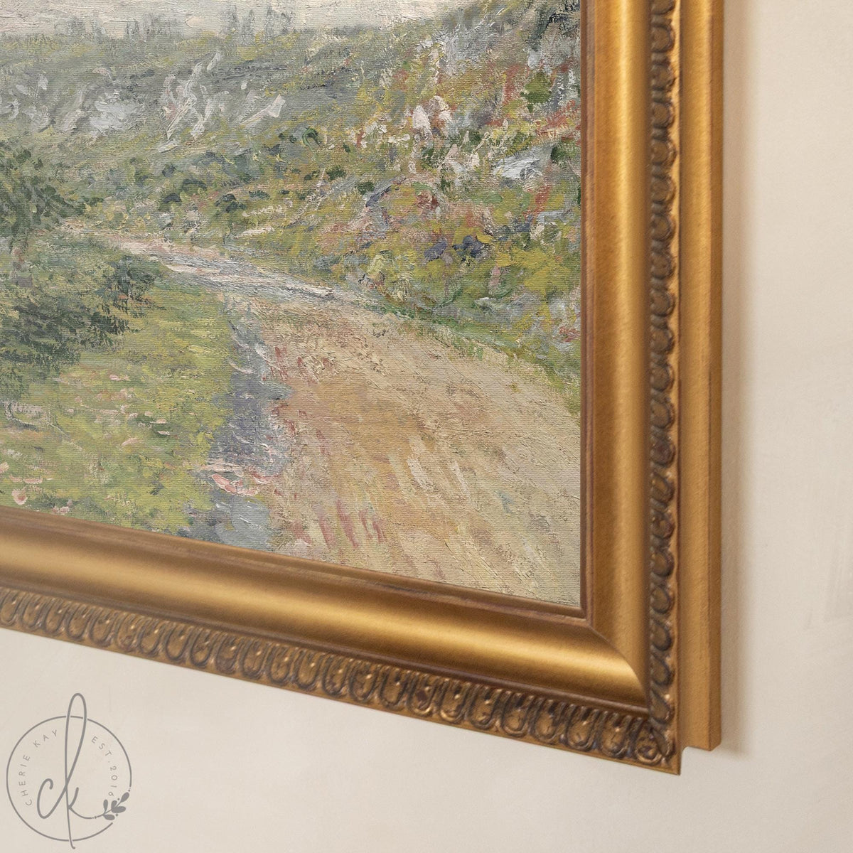 French Impressionist Art | Claude Monet La Route de Vetheuil Framed Canvas Print | N216