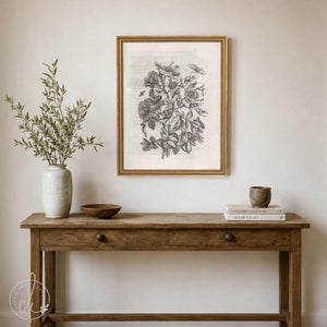 Vintage Flower Print | Framed Black & White Botanical Wall Art | N109