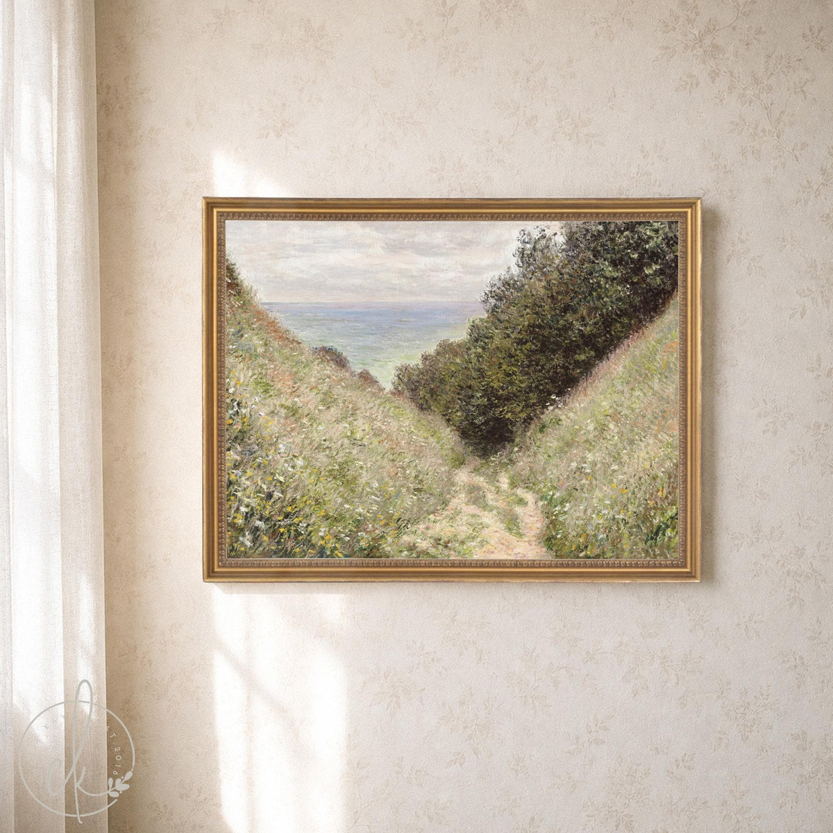 Claude Monet Painting Framed Canvas | Road at La Cavée Pourville Wall Art | N78