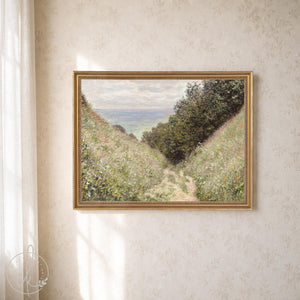 Claude Monet Painting Framed Canvas | Road at La Cavée Pourville Wall Art | N78