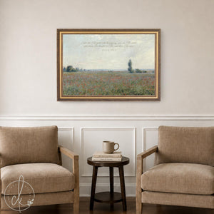Impressionist Landscape Art | Claude Monet Poppy Field | Psalm 100:4 | N113