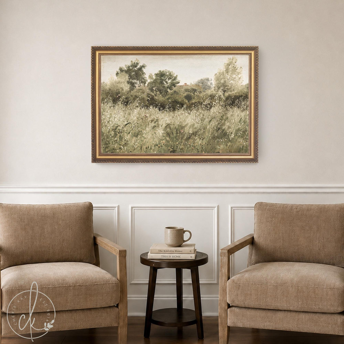 Large Framed Wall Art | Green Grass Field In The Summer | N54