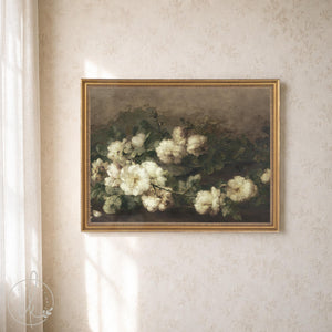 Vintage Floral Art Print with Frame | Large Framed Flower Painting | N2
