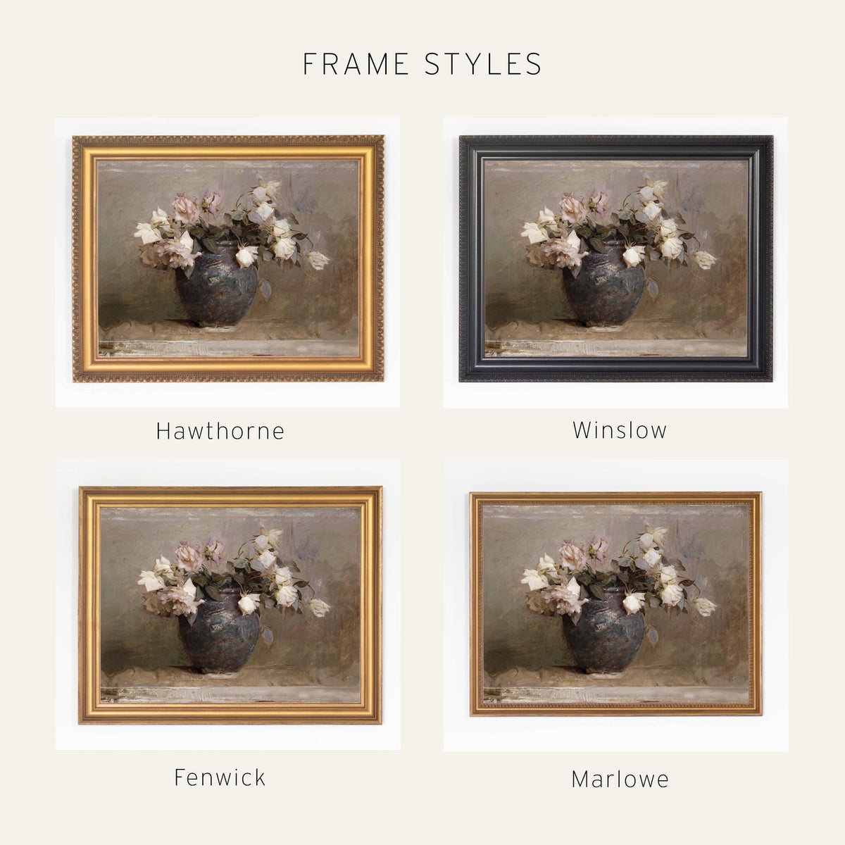 Framed Vintage Botanical Art Print | Antique Floral Print | N104