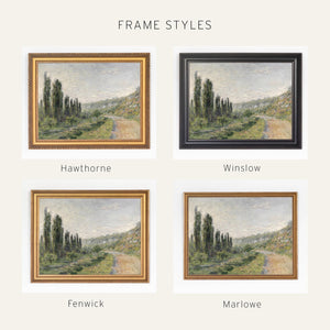 French Impressionist Art | Claude Monet La Route de Vetheuil Framed Canvas Print | N216