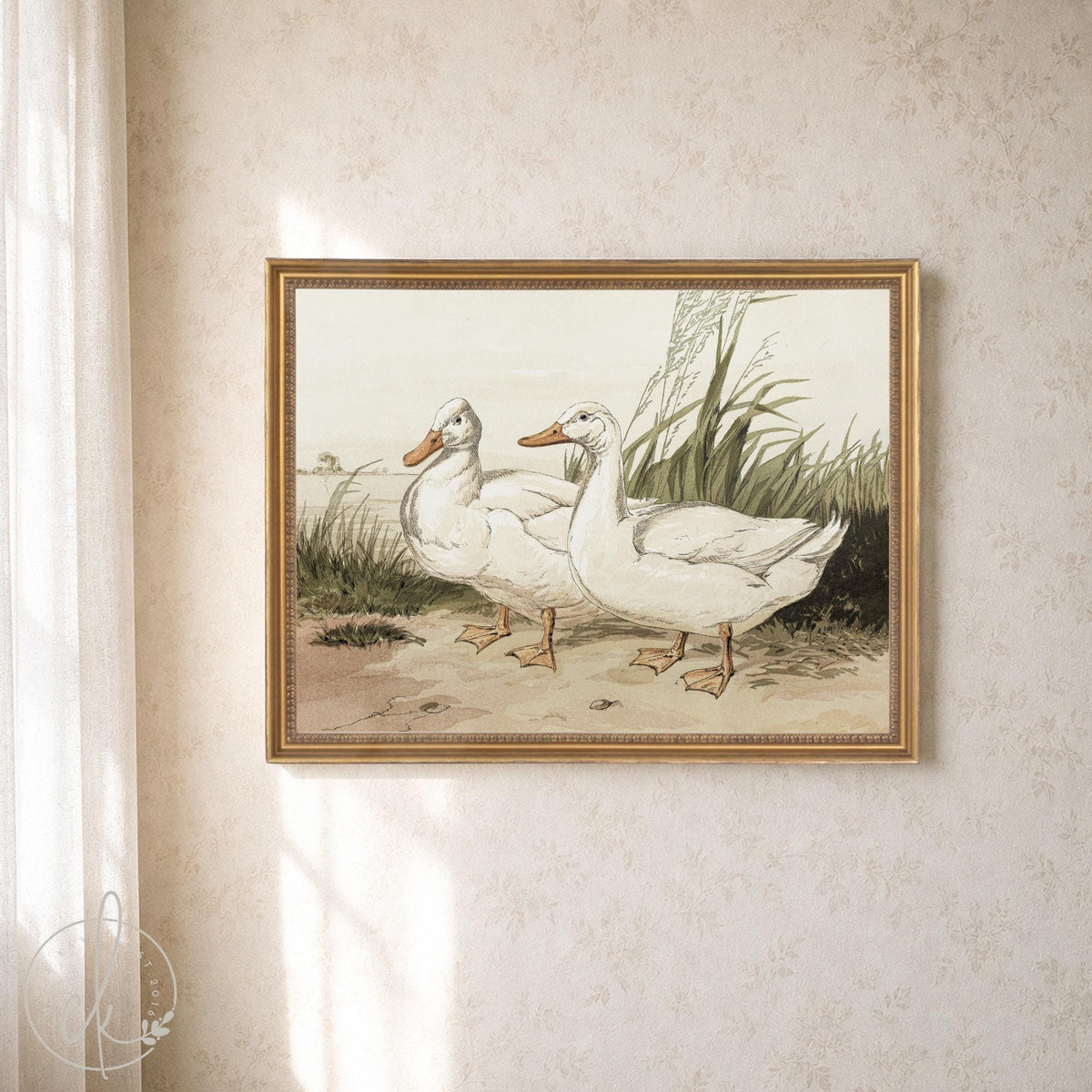Duck Painting in Vintage Gold Frame | Bird Wall Art | N235