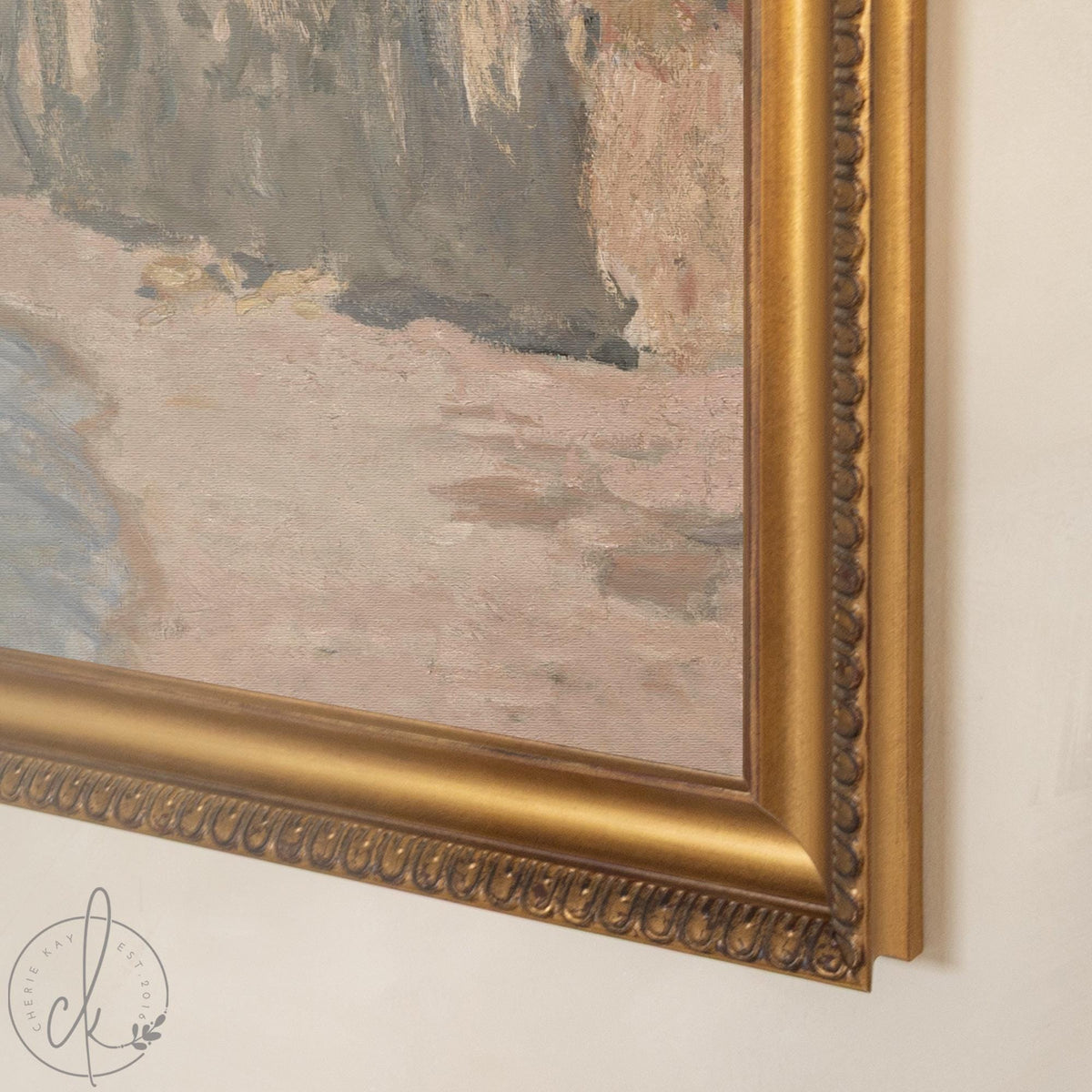 Monet Beach Painting | Étretat Cliff Framed Print | Gold Coastal Wall Art | N246