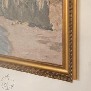 Monet Beach Painting | Étretat Cliff Framed Print | Gold Coastal Wall Art | N246