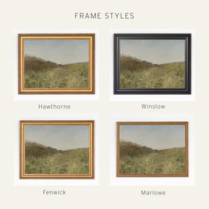 Framed Landscape Art | Countryside Meadow Painting | Large Nature Wall Decor | N95