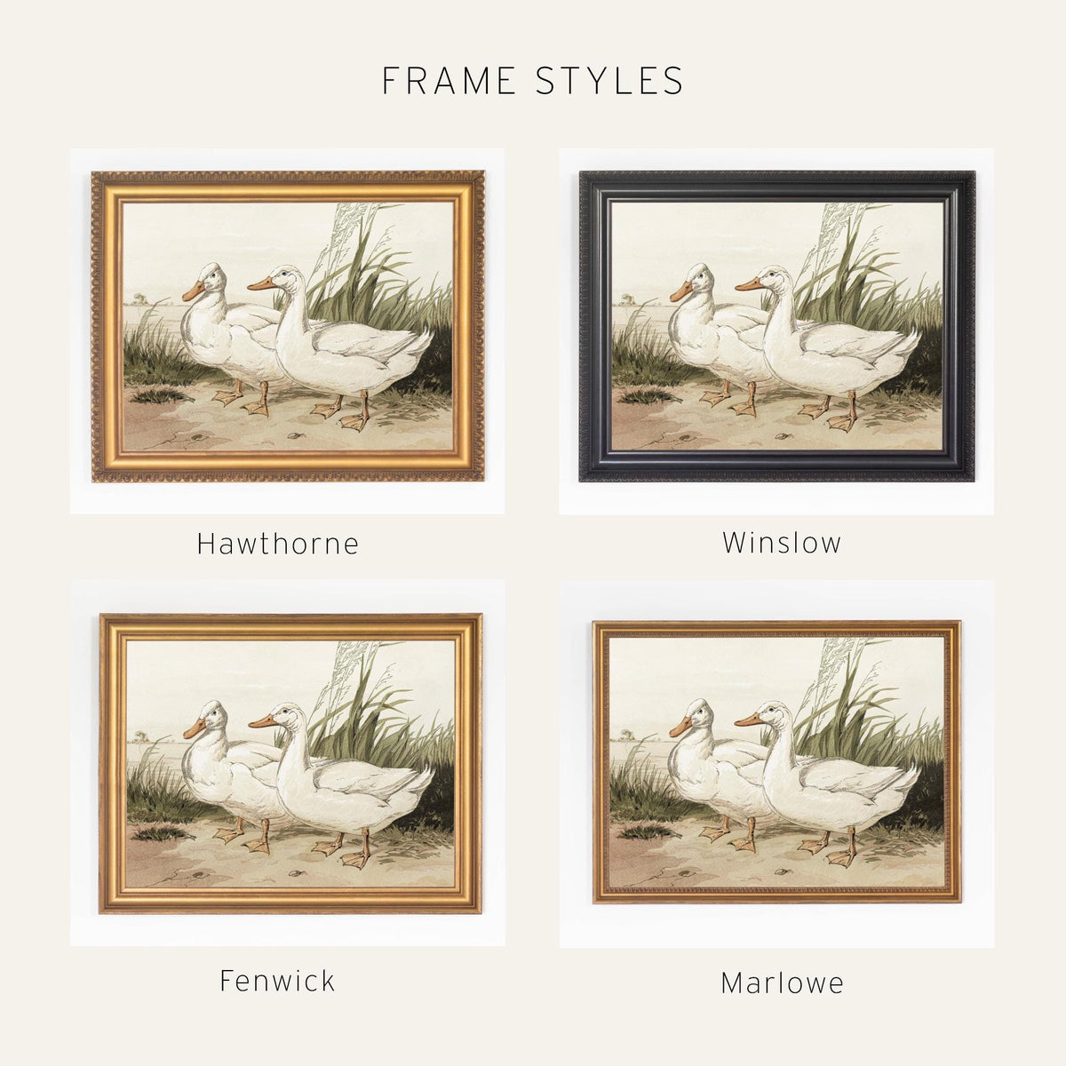 Duck Painting in Vintage Gold Frame | Bird Wall Art | N235