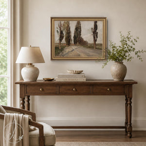 European Landscape Art | Gold Framed Vintage Painting | Country Landscape Wall Decor | N48