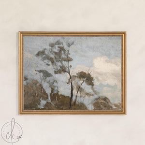 Framed Landscape Art | Vintage Tree Painting in Ornate Gold Frame | Large Canvas Wall Art | N76