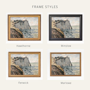 Monet Ocean Painting | Coastal Wall Art | Framed Canvas Print | Cliff of Aval Étretat | N212