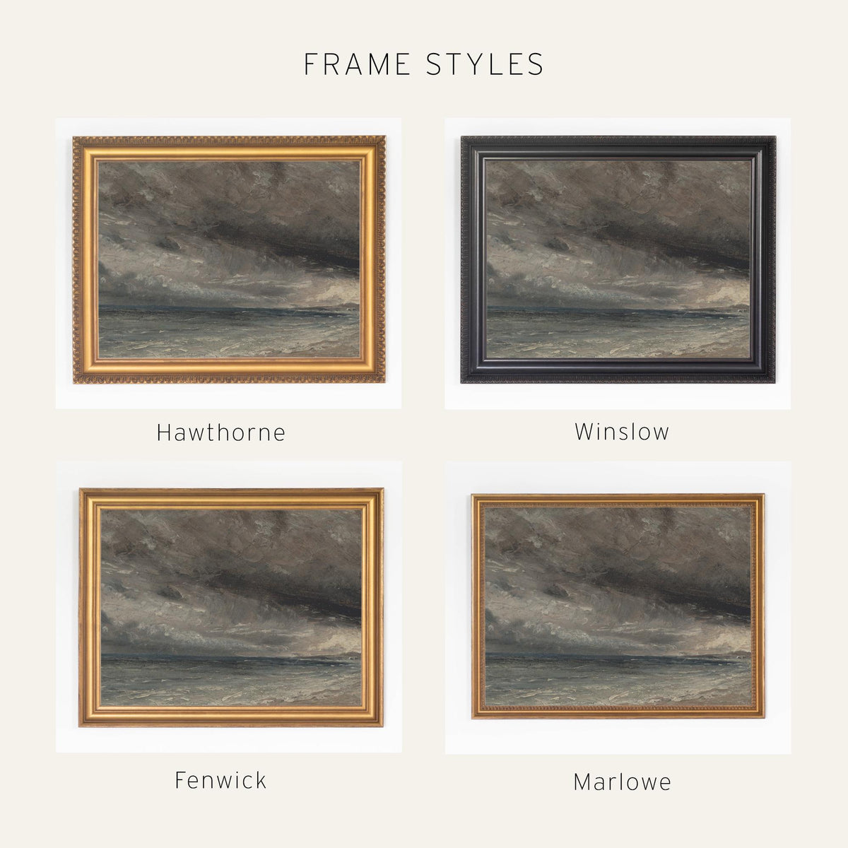 Stormy Ocean Painting | Large Framed Seascape Coastal Wall Art for Living Room | N18