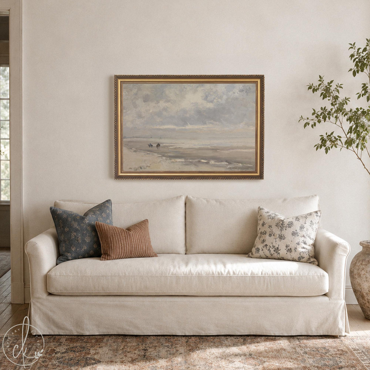 Vintage Coastal Art | Framed Beach Landscape Wall Decor | N11