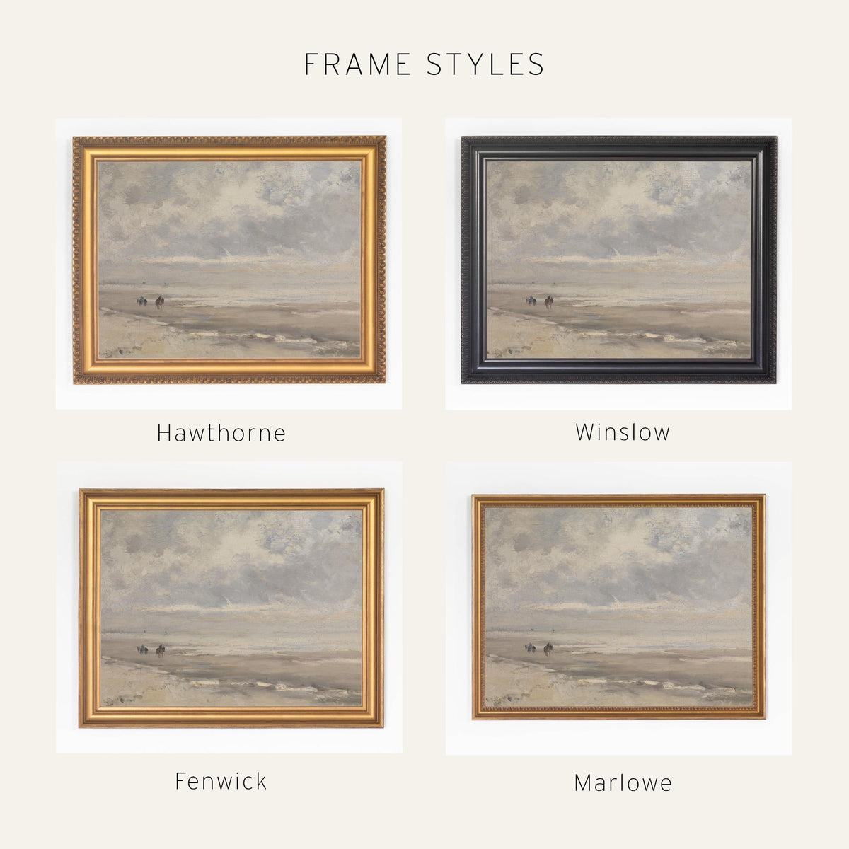 Vintage Coastal Art | Framed Beach Landscape Wall Decor | N11