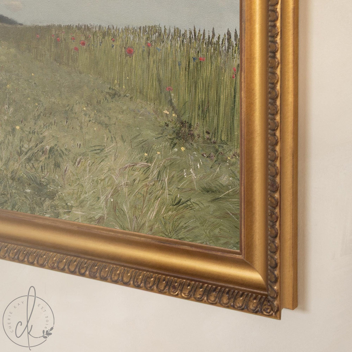 Framed Landscape Art | Countryside Meadow Painting | Large Nature Wall Decor | N95