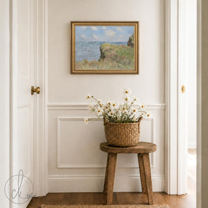 Seascape Wall Art | Monet Cliff Walk at Pourville | Gold Framed Impressionist Print | N100