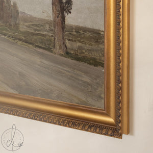 European Landscape Art | Gold Framed Vintage Painting | Country Landscape Wall Decor | N48