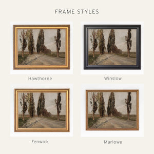 European Landscape Art | Gold Framed Vintage Painting | Country Landscape Wall Decor | N48