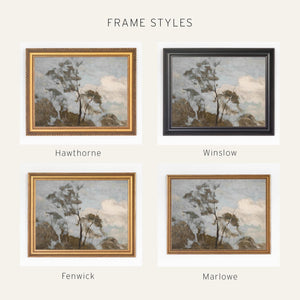 Framed Landscape Art | Vintage Tree Painting in Ornate Gold Frame | Large Canvas Wall Art | N76
