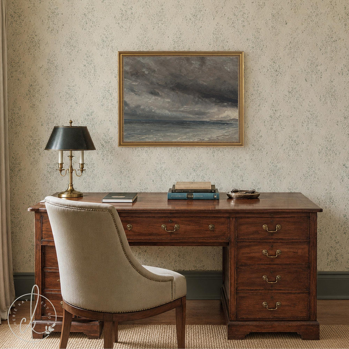 Stormy Ocean Painting | Large Framed Seascape Coastal Wall Art for Living Room | N18