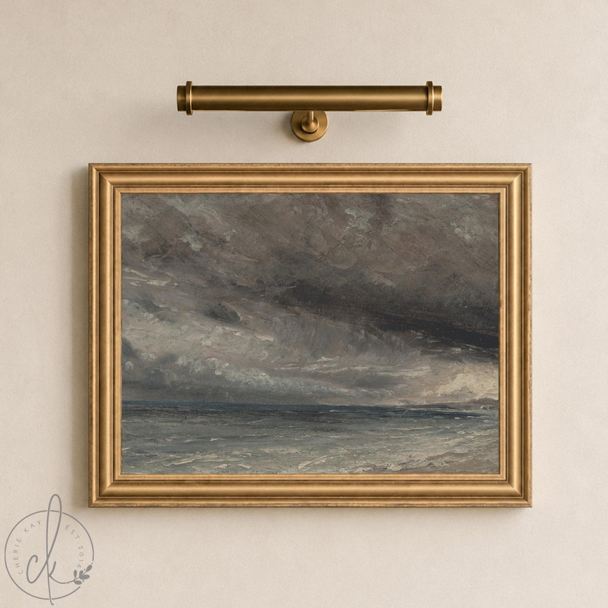 Stormy Ocean Painting | Large Framed Seascape Coastal Wall Art for Living Room | N18