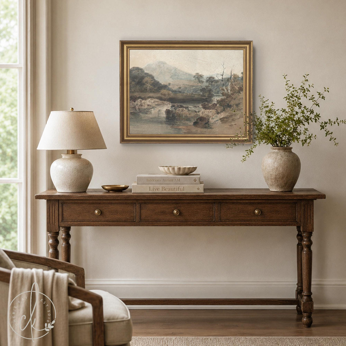 Vintage Framed Wall Art | Neutral Mountain Wall Art | N44