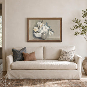 Vintage Floral Wall Art | Framed White Flower Still Life Print | N245