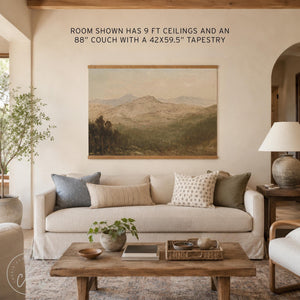 Scripture Wall Art | Psalm 95:1-4 Mountain Landscape Canvas Tapestry | T101