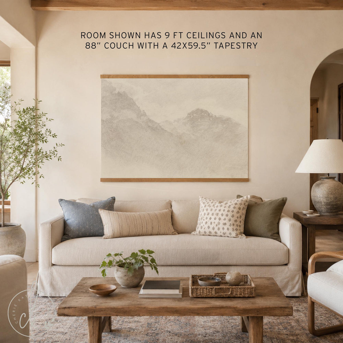 Christian Canvas Wall Art | Psalm 121 Mountain Landscape | Large Scripture Tapestry | T121