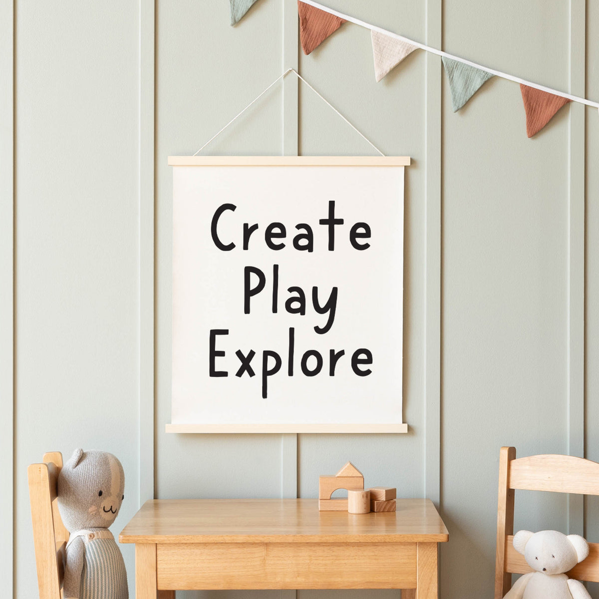 Create Play Explore Canvas Sign - Kids Room, Playroom, or Classroom Wall Art | 71