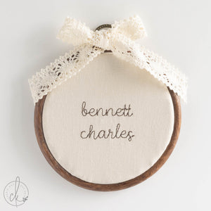 Personalized Nursery Decor | Embroidered Name Sign Hoop | New Baby Gift | E2