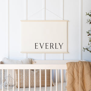Custom Nursery Decor | Personalized Name Canvas Banner | Baby Wall Art for Kids Room | Everly
