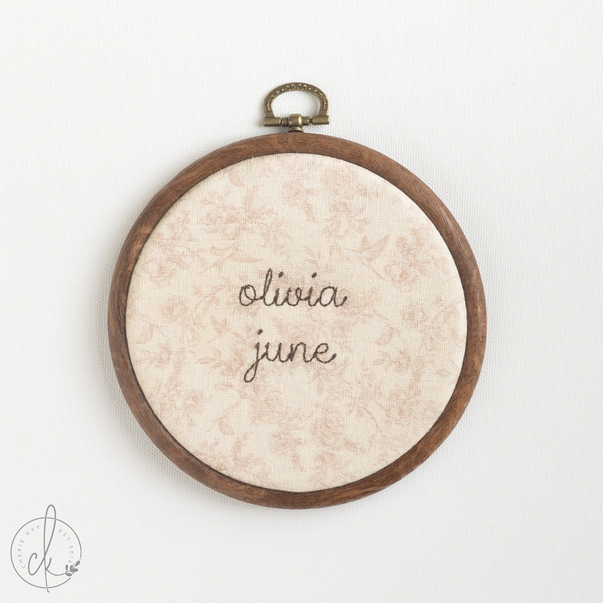 Newborn Name Sign | Embroidered Hoop Art | Nursery Wall Decor | E1