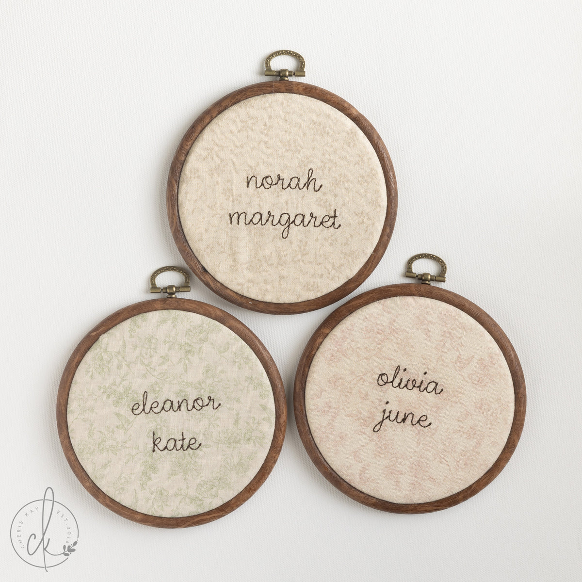 Newborn Name Sign | Embroidered Hoop Art | Nursery Wall Decor | E1