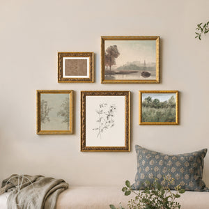 Framed Wall Art Set | Vintage Landscape & Botanical Prints | Ornate Gold Frame Gallery Wall Decor | G11