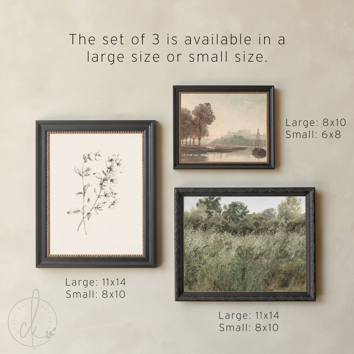 Framed Wall Art Set | Vintage Landscape & Botanical Prints | Ornate Gold Frame Gallery Wall Decor | G11