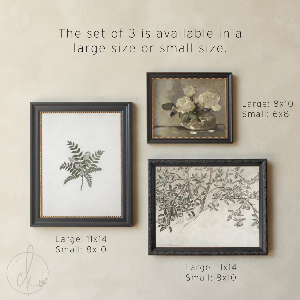 Gallery Wall Living Room Set of 5 | Black and Gold Frames | Vintage Artwork Prints | G13